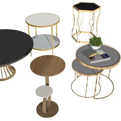 现代北欧金属实木边几茶几