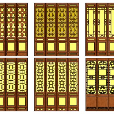 中式木花格屏风门扇