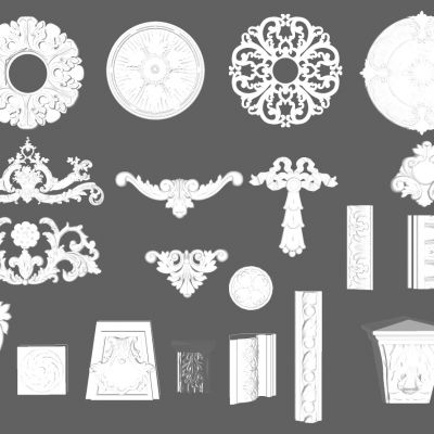 欧式法式圆形构件石膏雕花