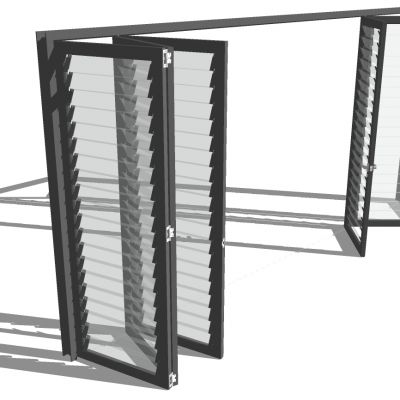 现代玻璃花格折叠推拉门百叶门