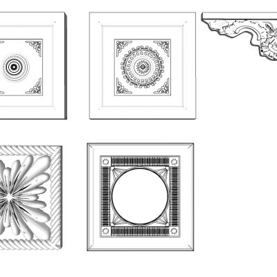 欧式法式圆形雕花灯盘石膏构件