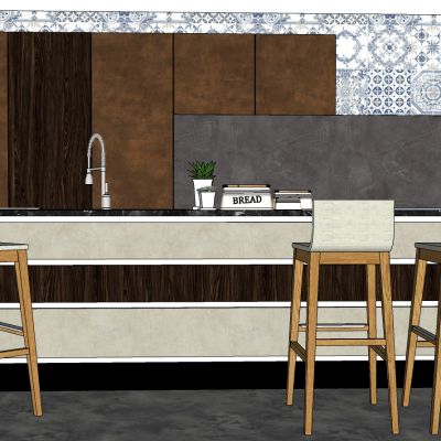 现代服务台吧台吧椅组合