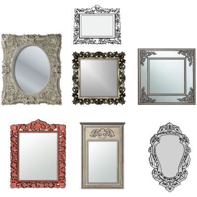 圆形欧式法式现代古典雕花装饰镜子镜框