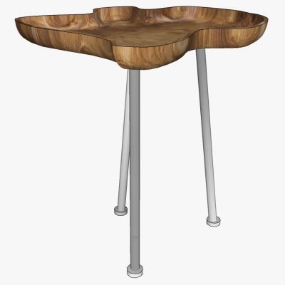 现代新中式原木木墩板民宿民俗乡村边几