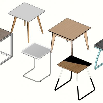 现代金属实木边几茶几