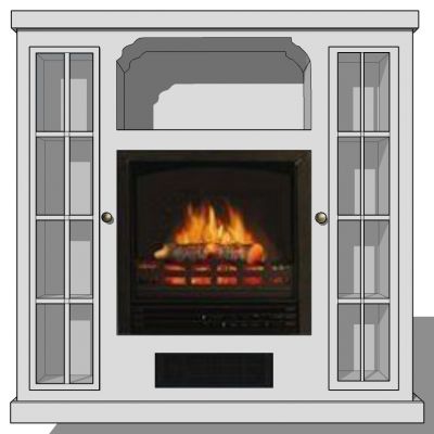 欧式法式电子壁炉火炉书柜电视背景墙