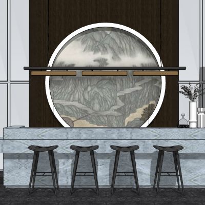 新中式大理石服务台水吧台