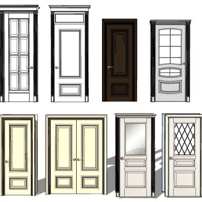 欧式法式现代实木双开门单开门玻璃门