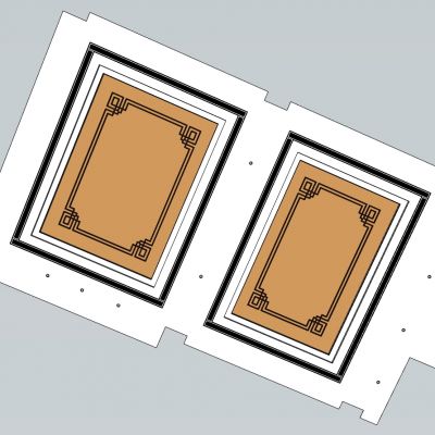 中式吊顶合集角花地铺地拼石材拼花