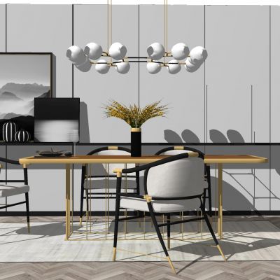 现代轻奢新古典新中式餐桌