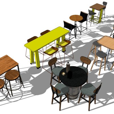 现代实木吧台吧椅组合