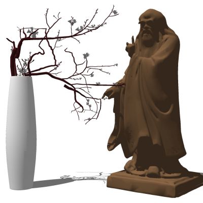 老子古典人物雕塑雕像盆栽干枝摆件