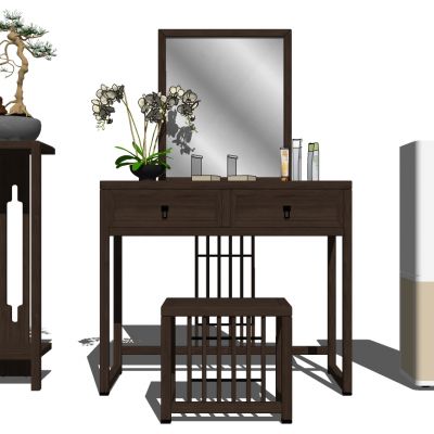 新中式实木梳妆台化妆台摆件组合