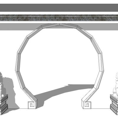 中式庭院月亮门月洞门墙