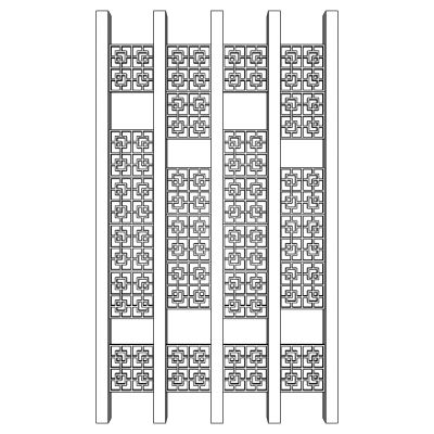 中式铁艺雕花花格屏风隔断