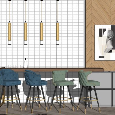 北欧现代轻奢吧台吧椅吊灯