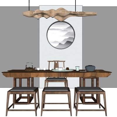 新中式实木大板餐桌