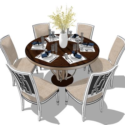 美式简欧式餐厅实木餐桌