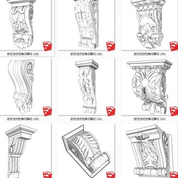 欧式法式柱角花雕花