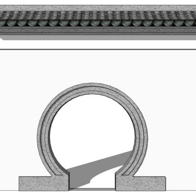 中式庭院月亮门月洞门墙