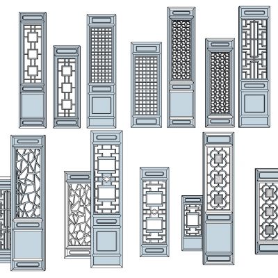 新中式花格屏风花窗门隔断