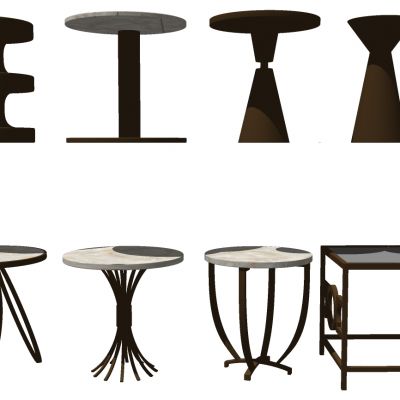 现代北欧金属实木边几茶几