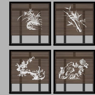 中式梅兰竹菊图案百叶帘竹帘