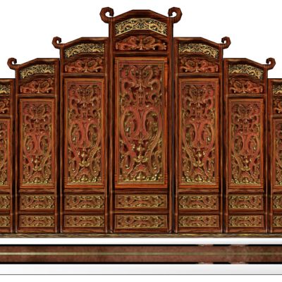 欧式花格雕刻屏风隔断龙椅龙床