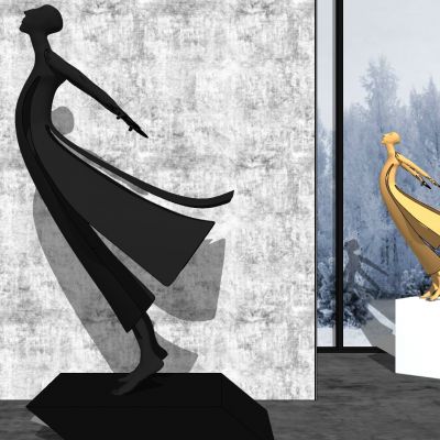 现代抽象人物景观雕塑雕像摆件饰品