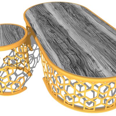 现代金属大理石茶几边几圆几