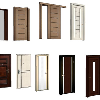 现代实木单开门入户子母门组合