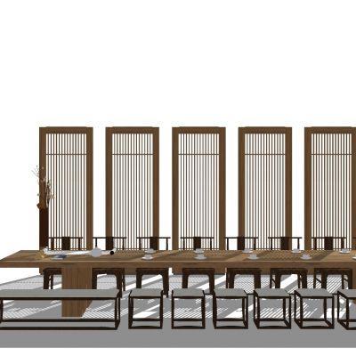 新中式茶室茶桌椅