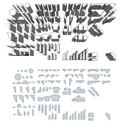 欧式法式石膏线条踢脚线腰线剖面截面样条线