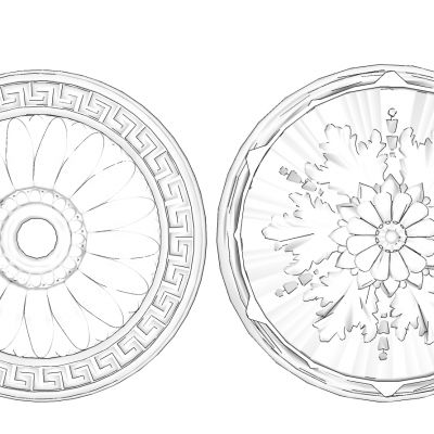 欧式法式圆形构件石膏雕花灯盘