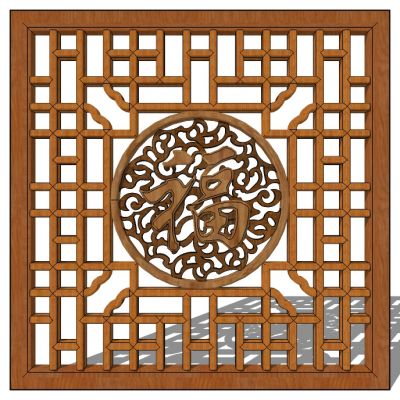 中式雕花花格花窗屏风隔断