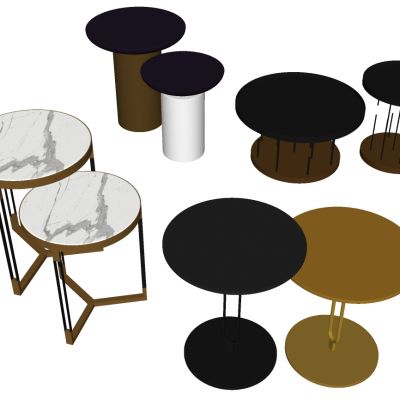 现代北欧金属大理石边几圆几