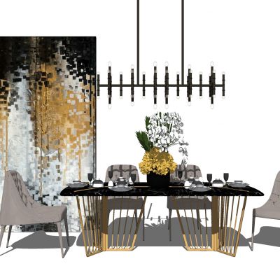 现代轻奢简欧式铁艺餐桌