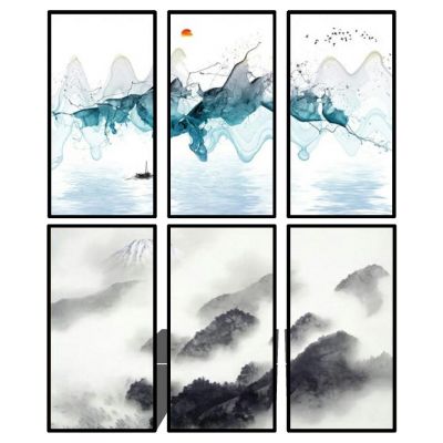 新中式抽象山脉山水挂画装饰画