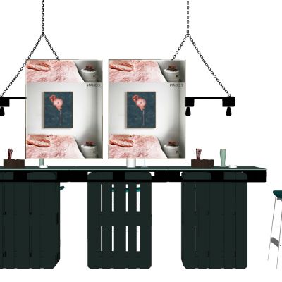 北欧简约金属实木吧台吊灯吧椅组合