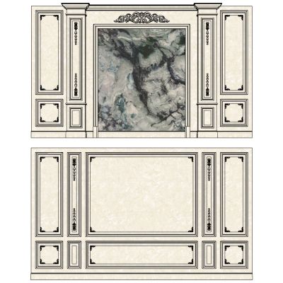 欧式法式雕花石材拱形罗马柱造型背景墙