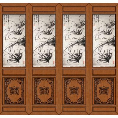 中式木花格屏风门扇