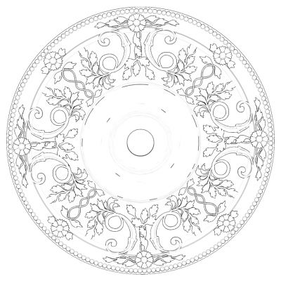 欧式法式圆形构件石膏雕花灯盘