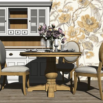 美式欧式法式圆形实木餐桌