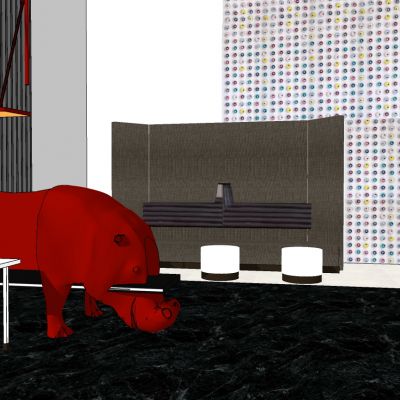 现代儿童犀牛座椅雕塑摆件