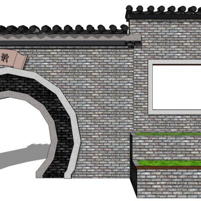 中式庭院月亮门月洞门墙