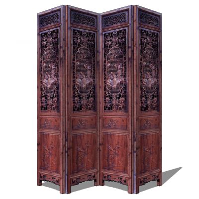 中式雕花木雕屏风花格隔断
