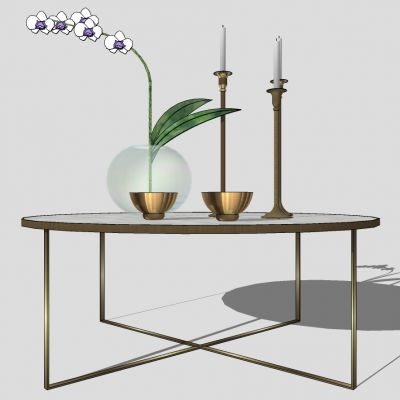 北欧现代金属边几圆几摆件