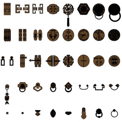 中式五件构件金属门拉手把手