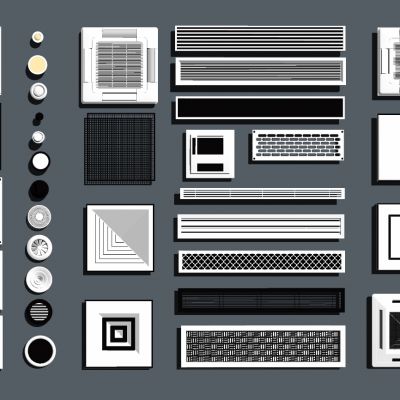 圆形方形空调风口安全出口SU模型
