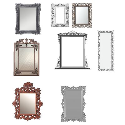 圆形欧式法式现代古典雕花装饰镜子镜框